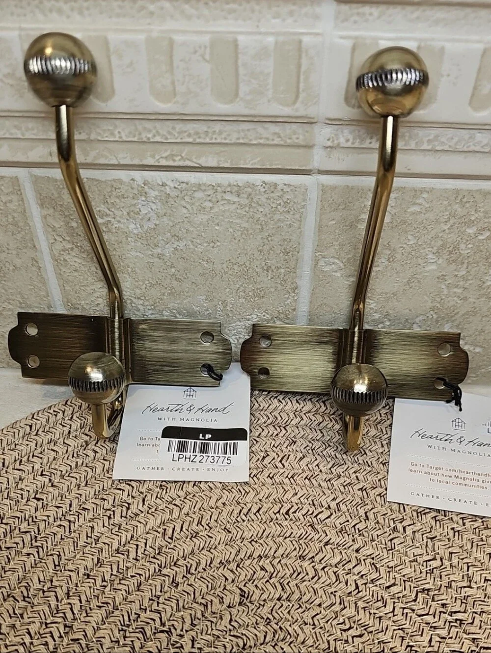 Hearth & Hand Brass Single Wall Hook Set Of 2